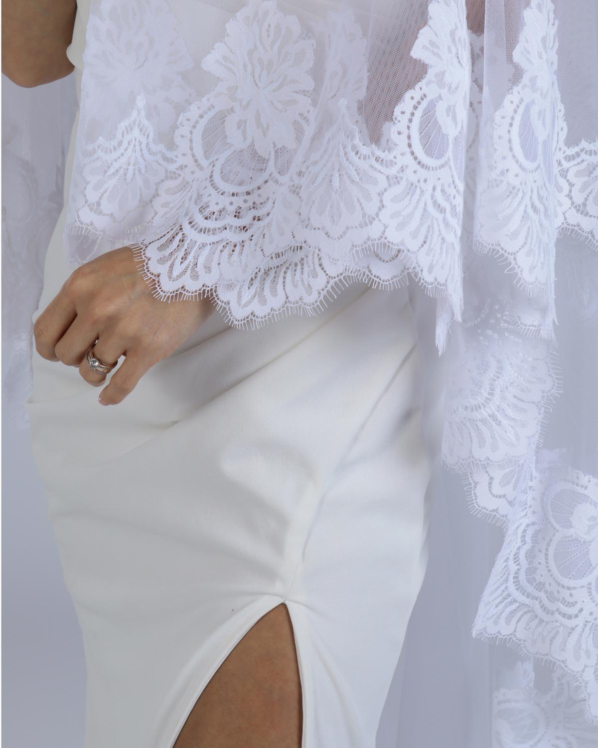 Mantilha Noiva Média Tule Renda Chantilly Toscana Esposar