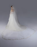 Mantilha Noiva Longa Tule Renda Ramos Marcella Esposar