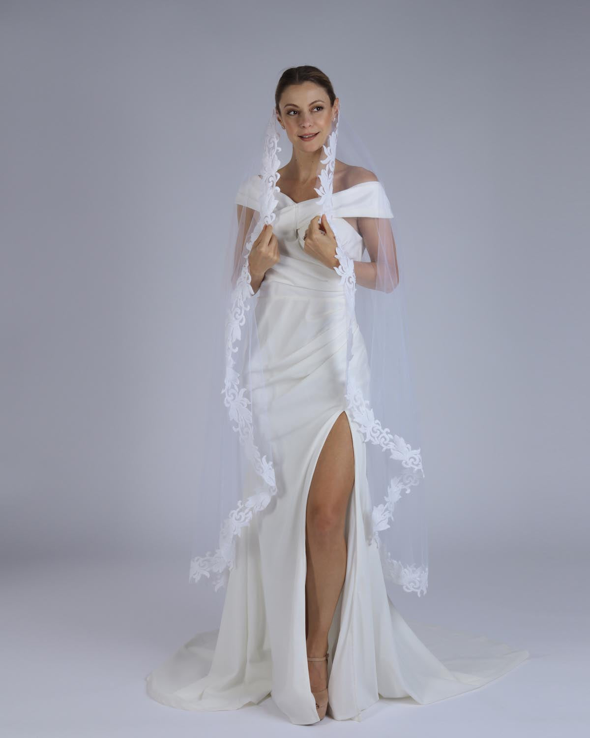 Mantilha Noiva Média Renda Algodão Arabesco Esmeralda Esposar