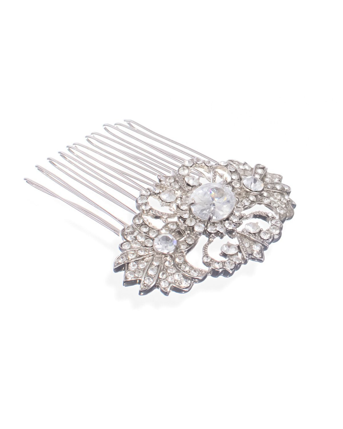 Pente de Noiva Prata Com Pedras Dy Esposar