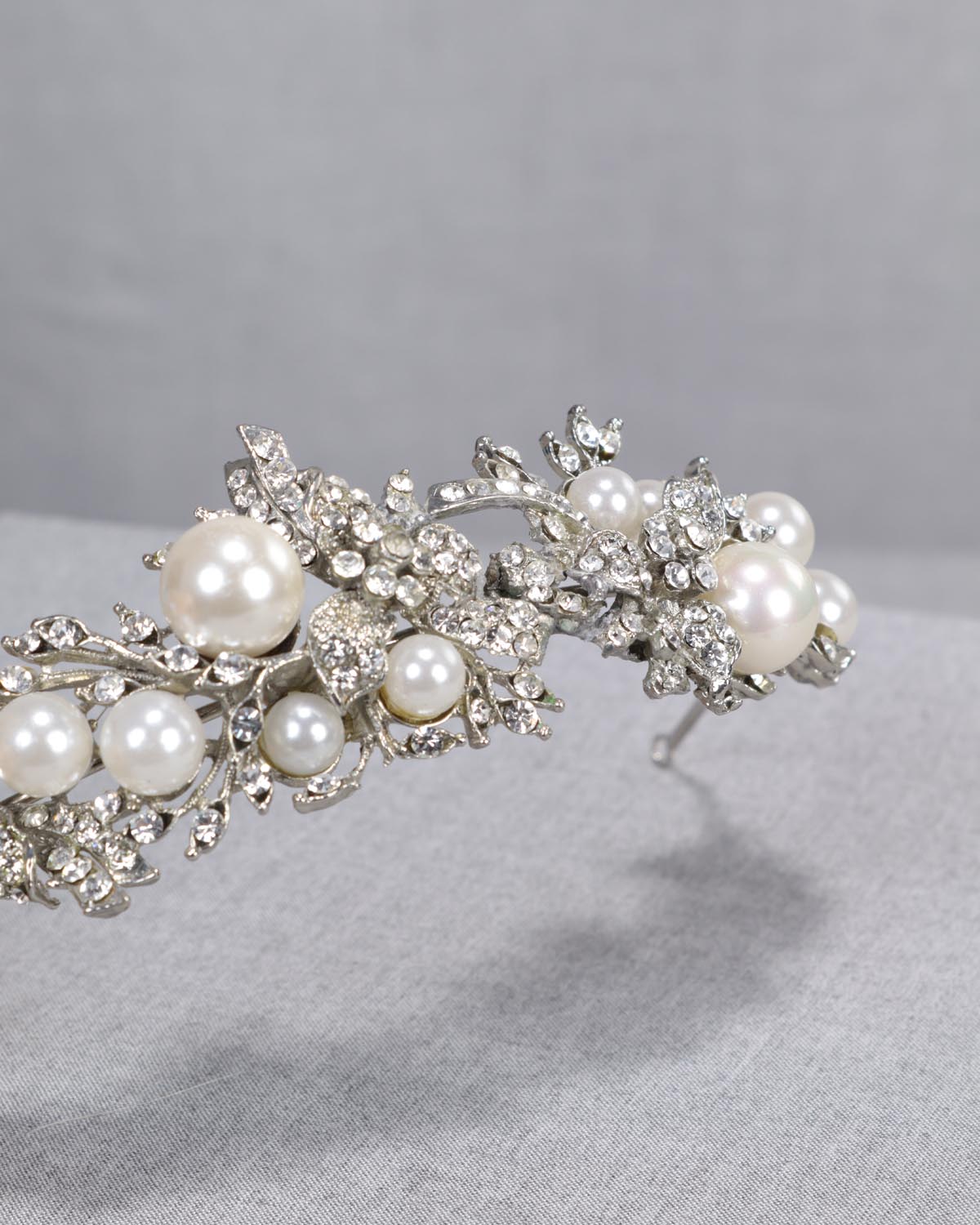 Pente Noiva Meia Lua Pérolas Pedras Sonya Esposar