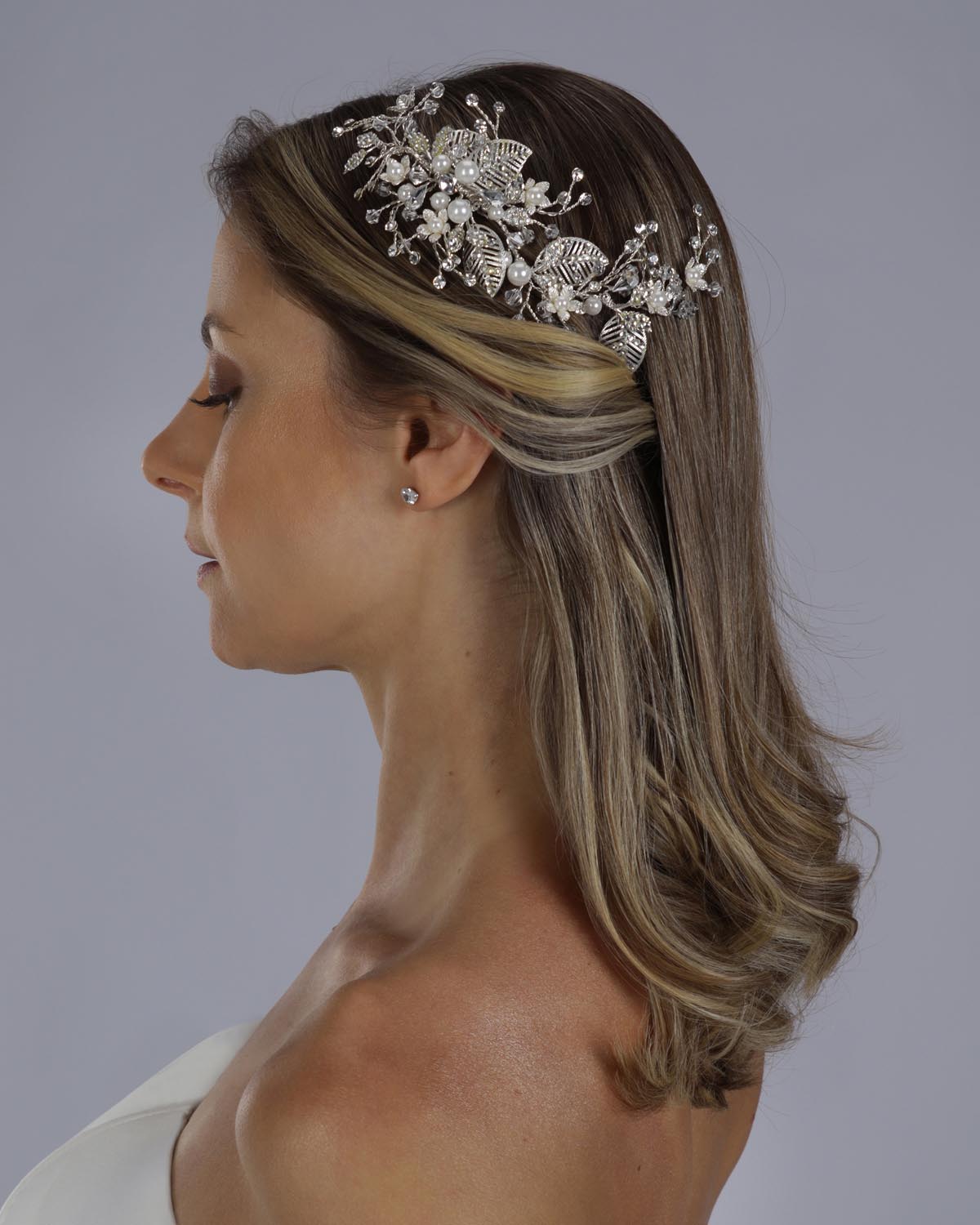 Pente de Noiva Banho de Prata Meggy Esposar