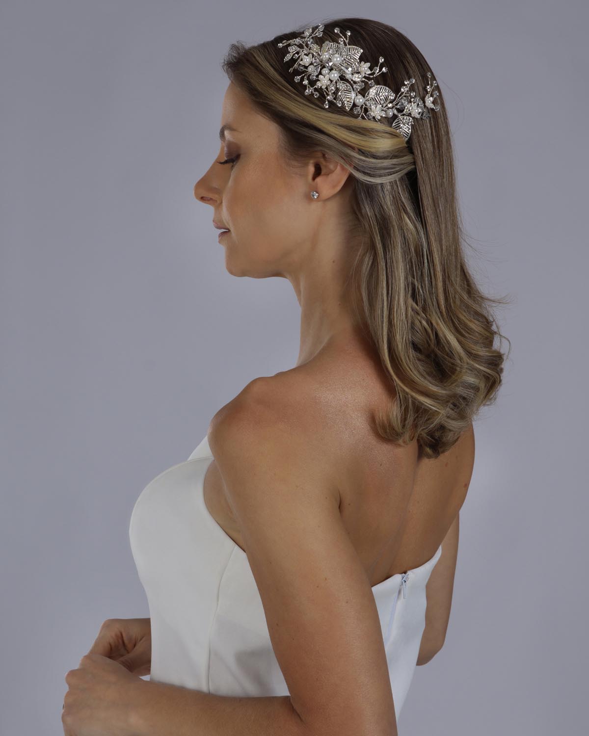 Pente de Noiva Banho de Prata Meggy Esposar