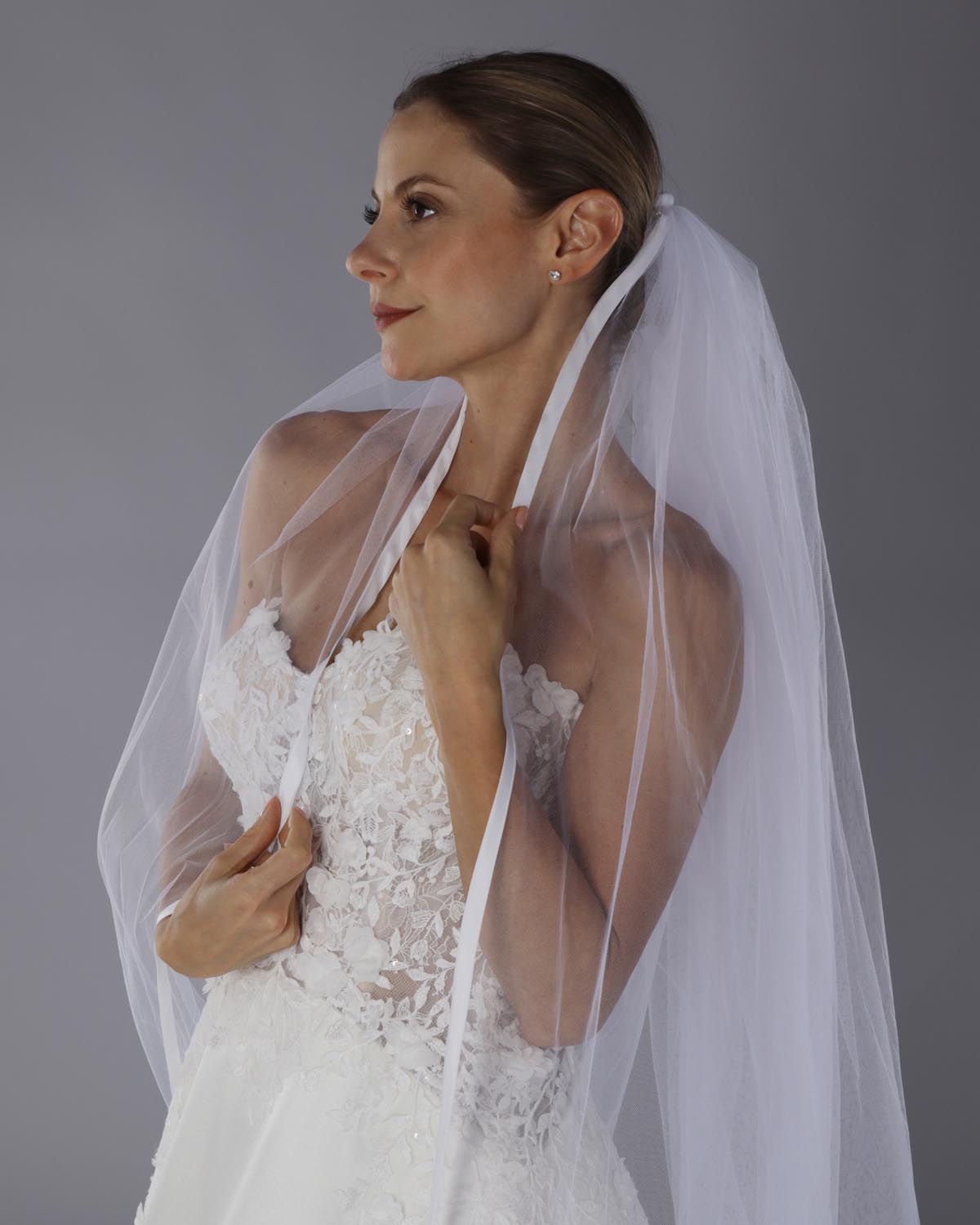 Véu Noiva Longo Tule Francês Vittorino Esposar