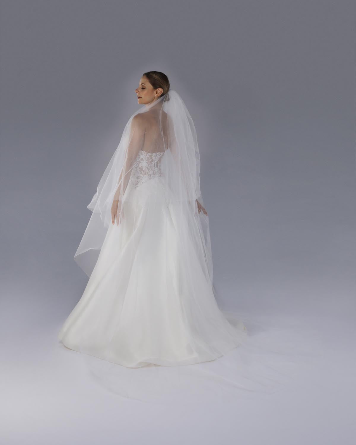 Véu Noiva Longo Tule Francês Maiza Esposar