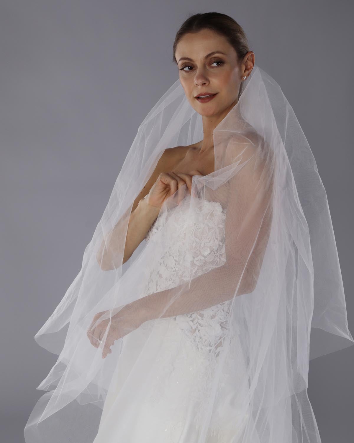 Véu Noiva Longo Tule Francês Maiza Esposar