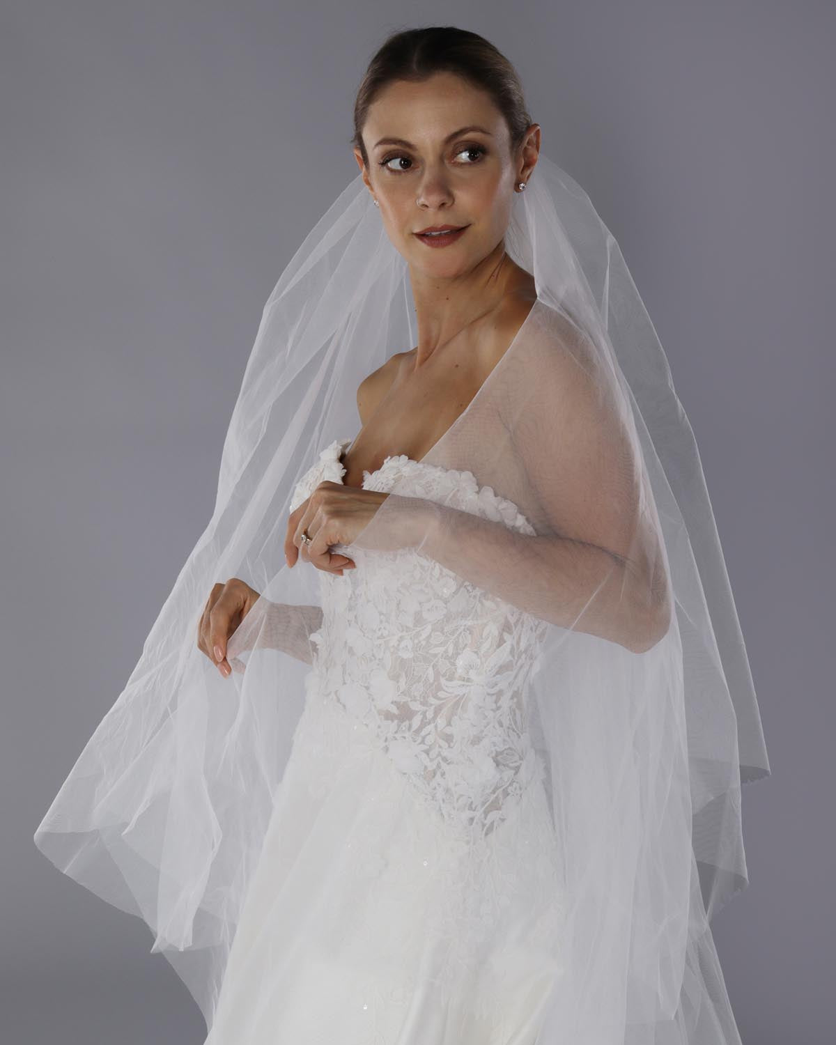 Véu Noiva Longo Tule Francês Maiza Esposar