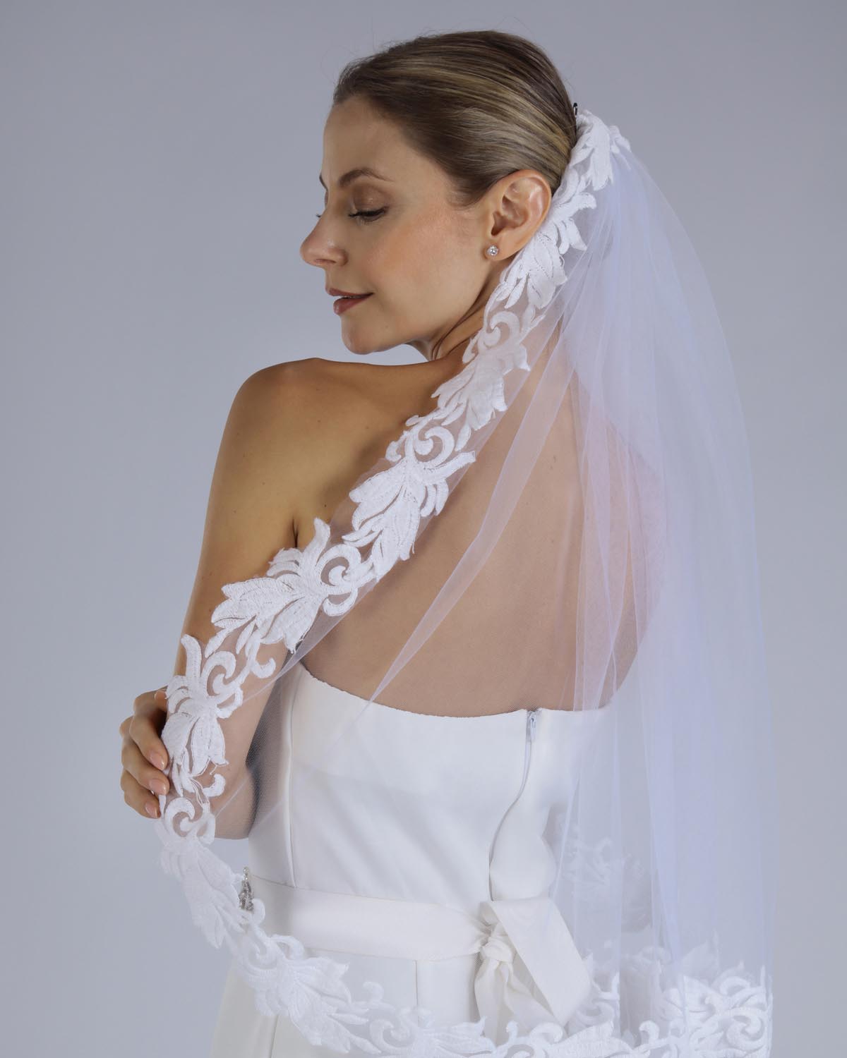 Véu Noiva Cintura Renda Arabesco Orfeu Esposar