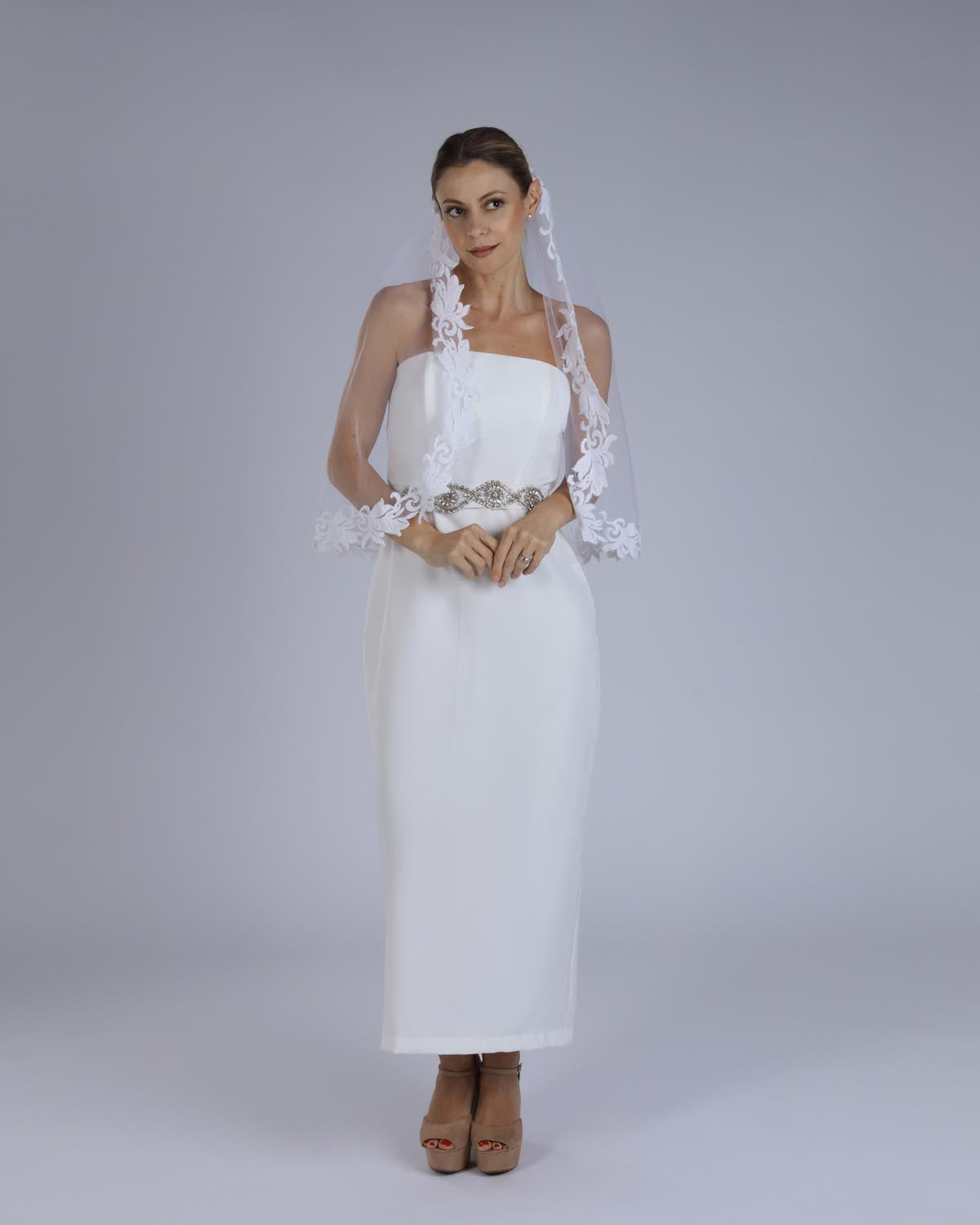 Véu Noiva Cintura Renda Arabesco Orfeu Esposar