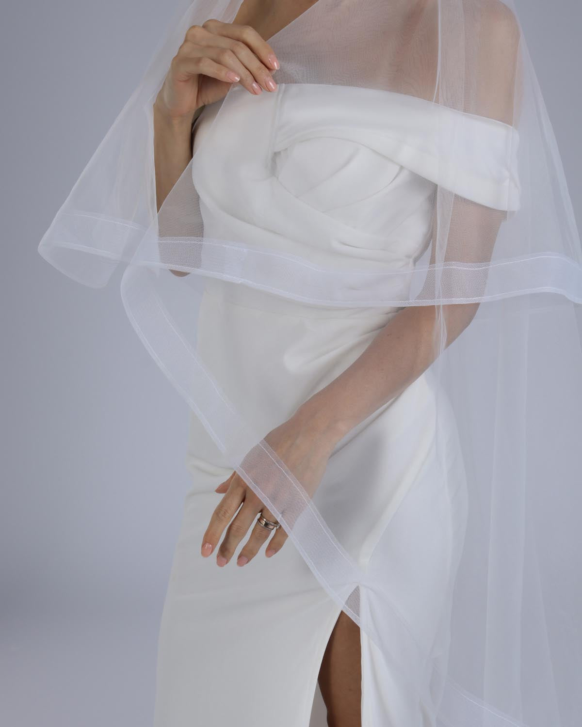 Véu Noiva Médio Tule Francês Camada Dupla Lu Esposar