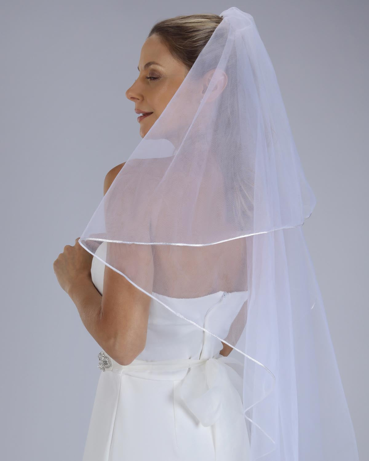 Véu Noiva Médio Tule Francês Off White Mabe Esposar