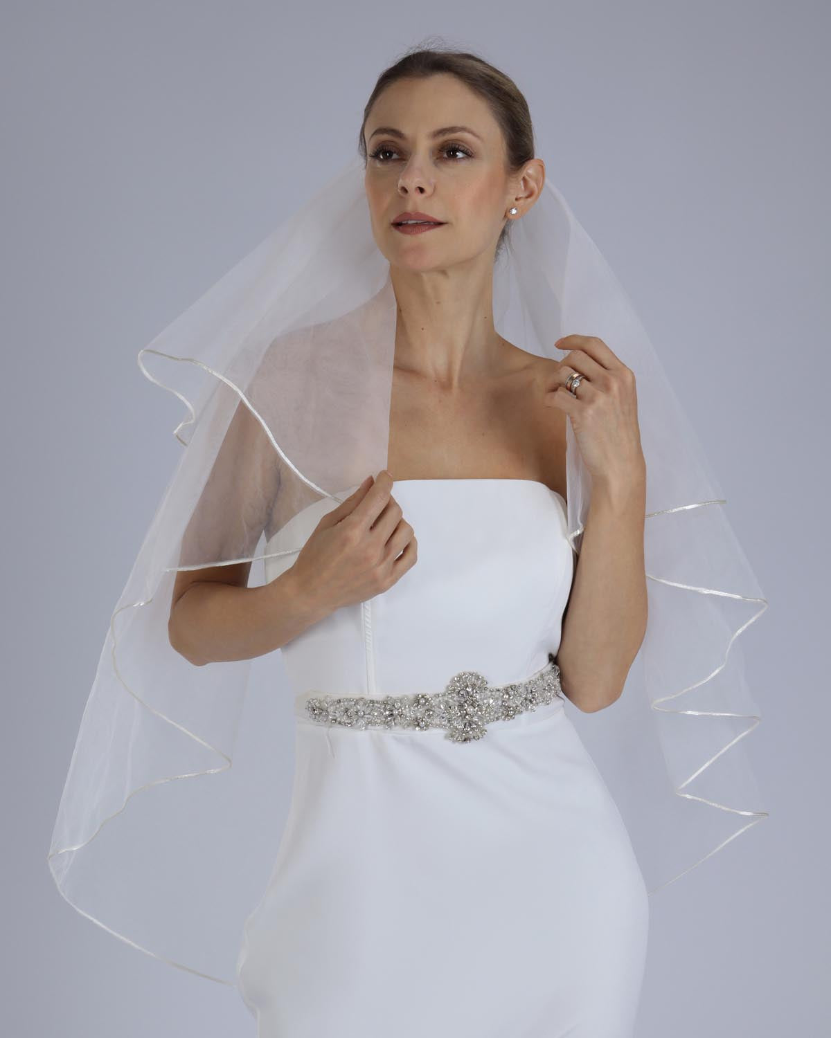 Véu Noiva Médio Tule Francês Off White Mabe Esposar