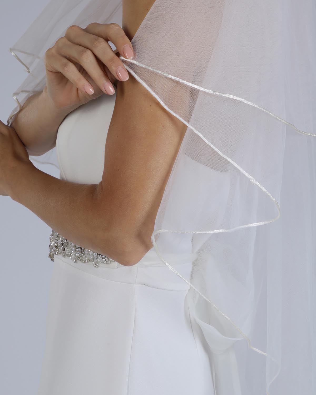 Véu Noiva Médio Tule Francês Off White Mabe Esposar