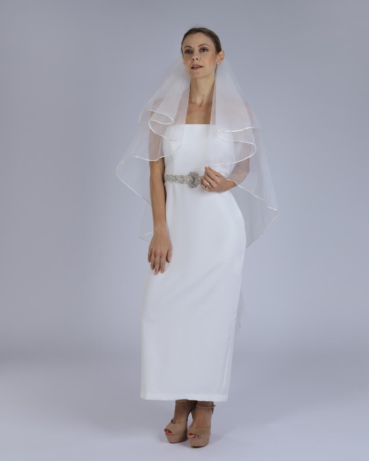 Véu Noiva Médio Tule Francês Off White Mabe Esposar