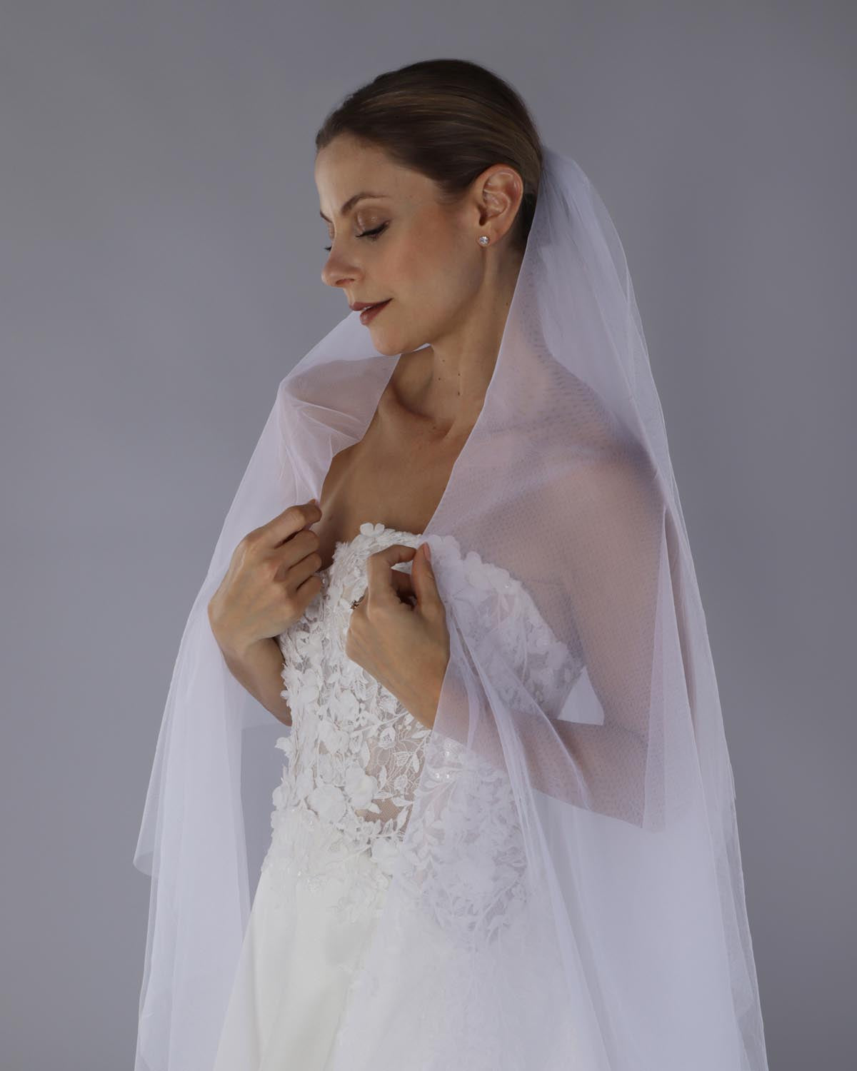 Véu Noiva Longo Tule Seda Cascata Danubio Esposar