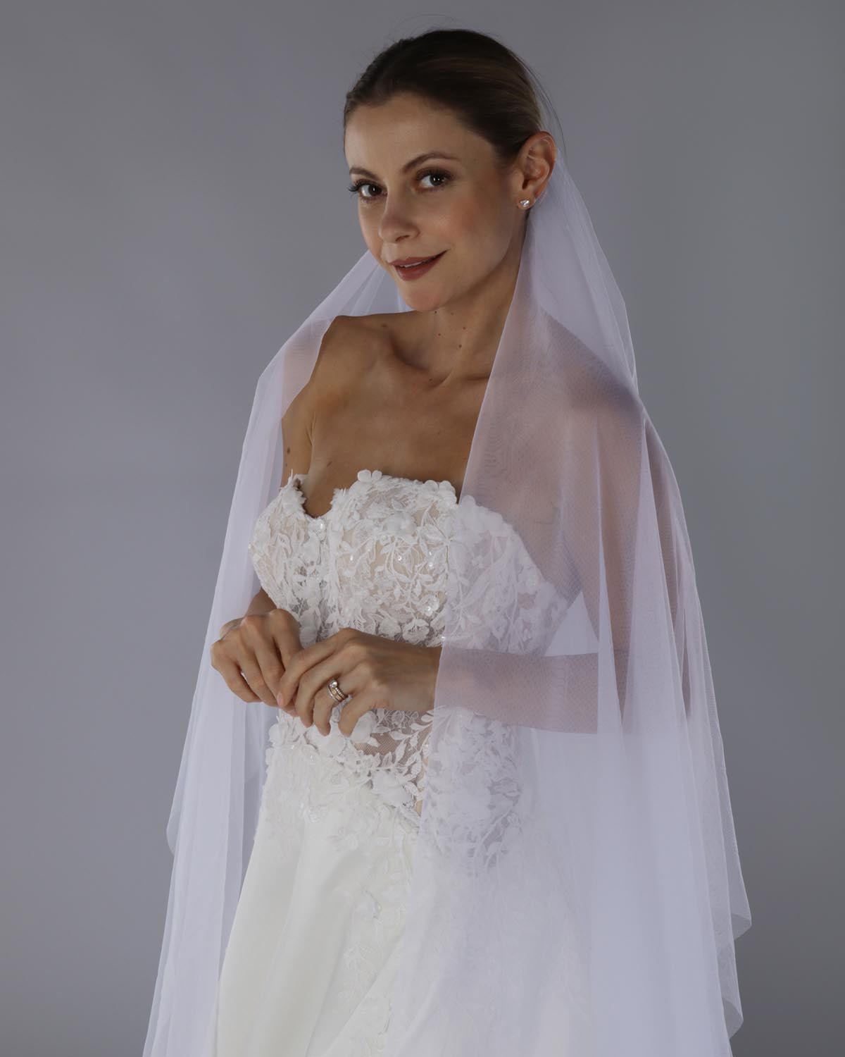 Véu Noiva Longo Tule Seda Cascata Danubio Esposar