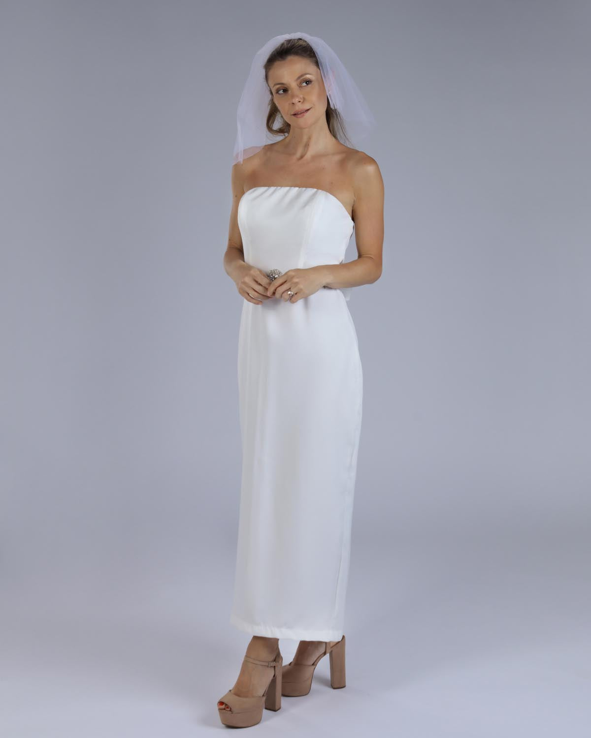 Véu Noiva Curto Tule Francês Weddy Esposar