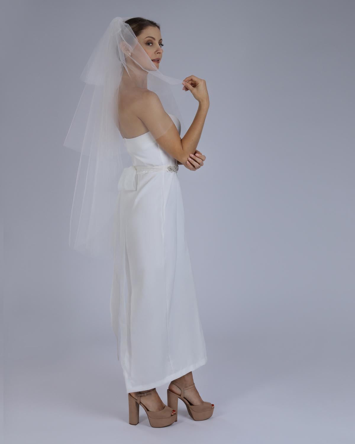 Véu Noiva Médio Off White Triplo Domitila Esposar