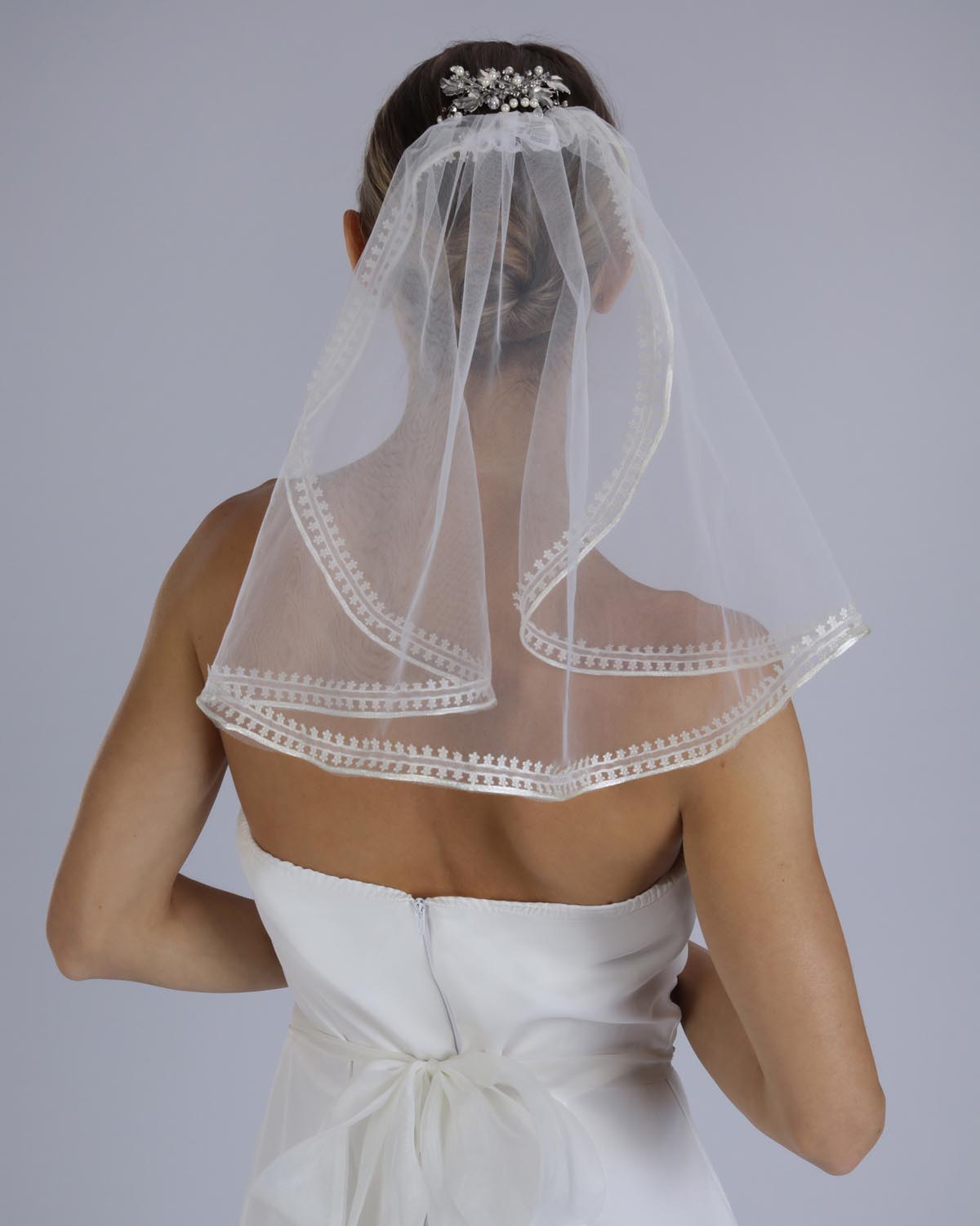 Véu Noiva Curto Tule Francês Off White Wesly Esposar