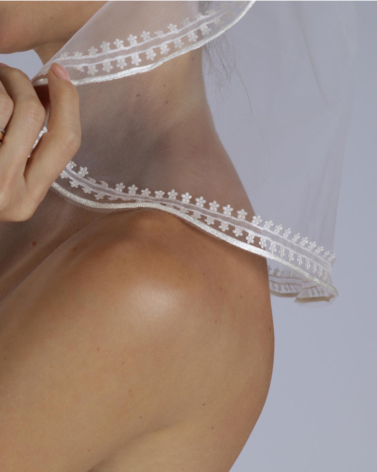 Véu Noiva Curto Tule Francês Off White Wesly Esposar