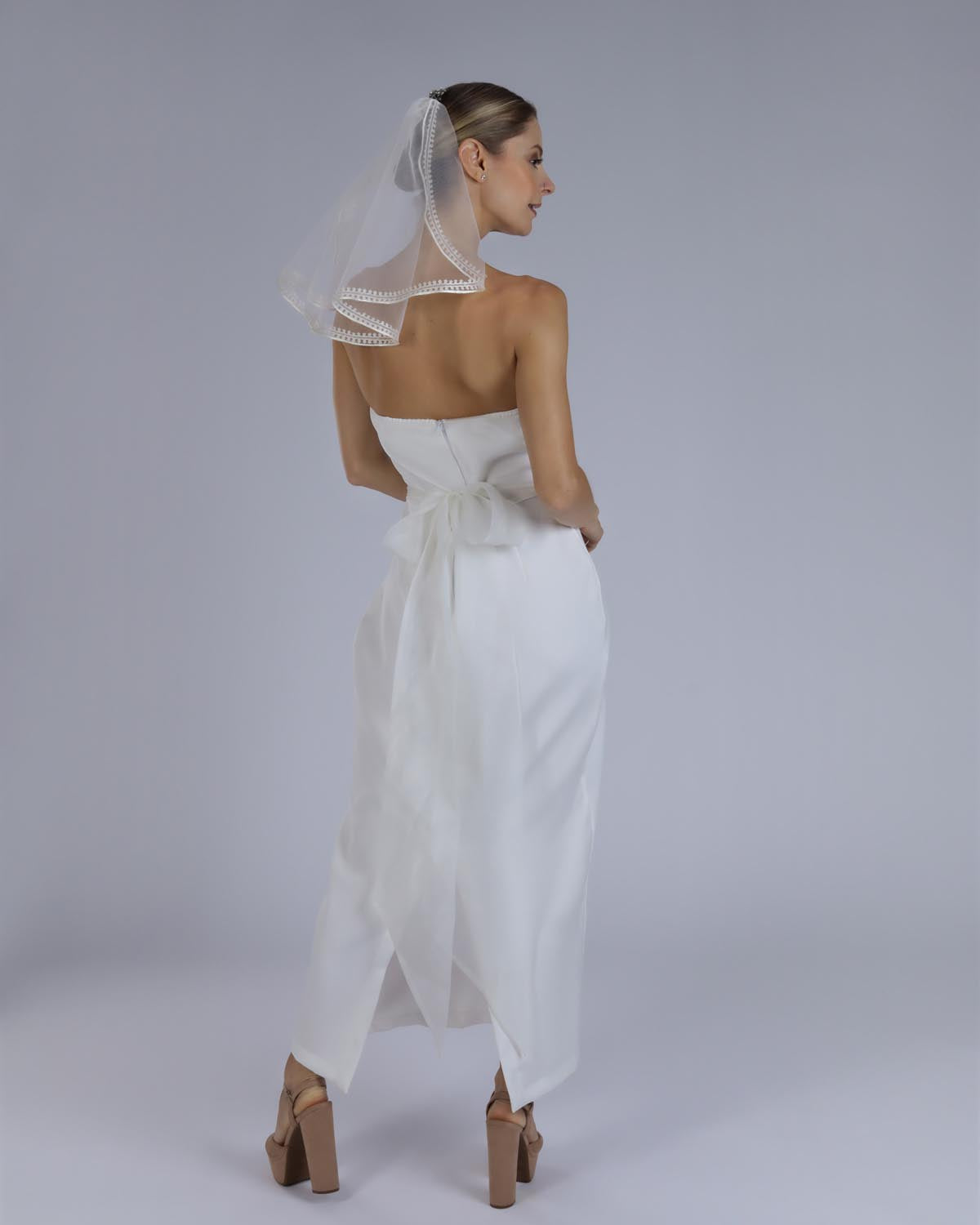 Véu Noiva Curto Tule Francês Off White Wesly Esposar