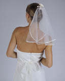 Véu Noiva Curto Tule Francês Renda Doroty Esposar