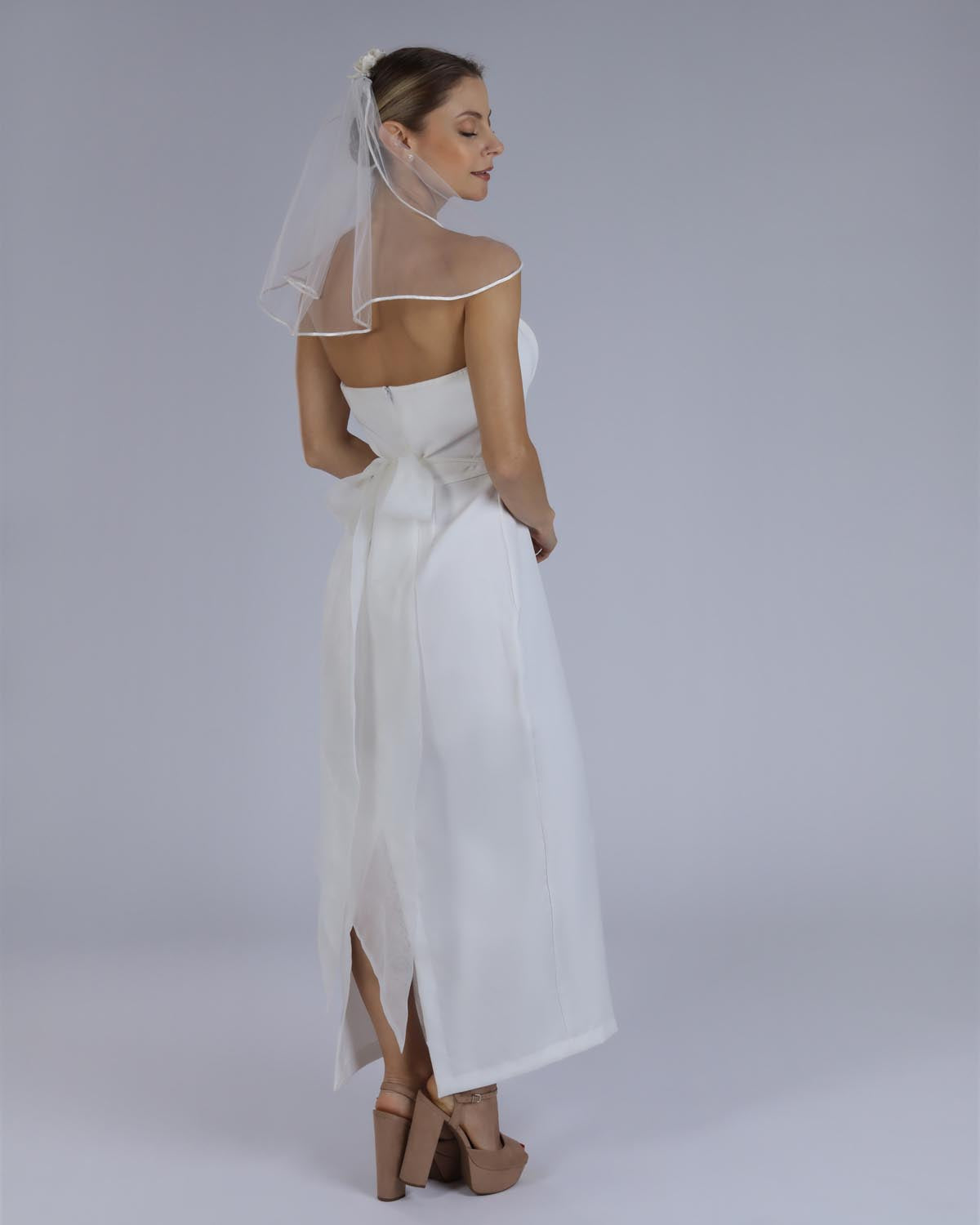 Véu Noiva Curto Tule Francês Renda Doroty Esposar