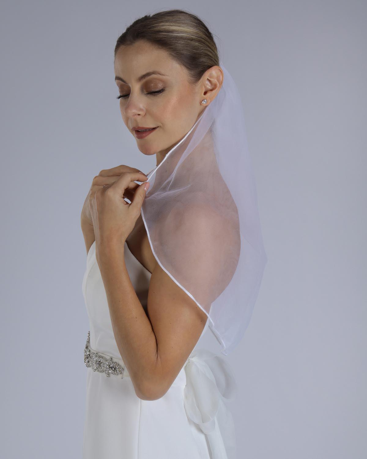 Véu Noiva Curto Tule Francês Rolote Deise Esposar