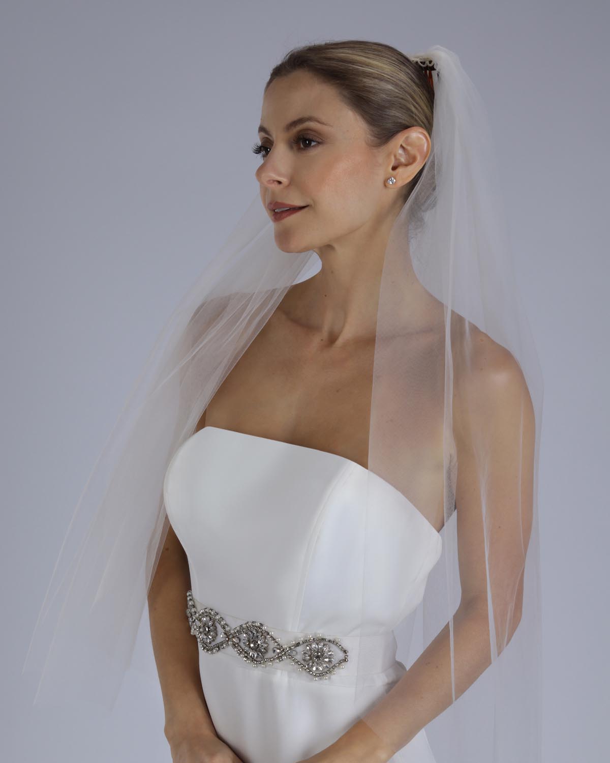 Véu Noiva Curto Tule Francês Reto Dart Esposar