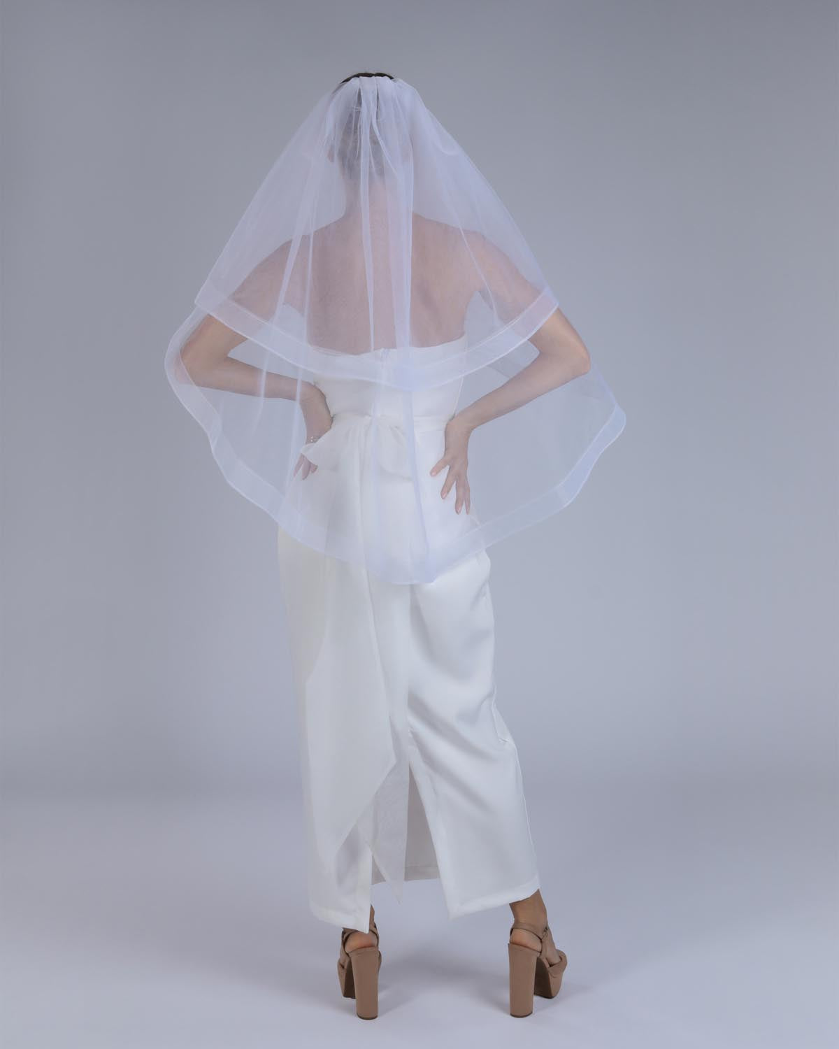 Véu Noiva Médio Tule Francês Dupla Maria Elisa Esposar