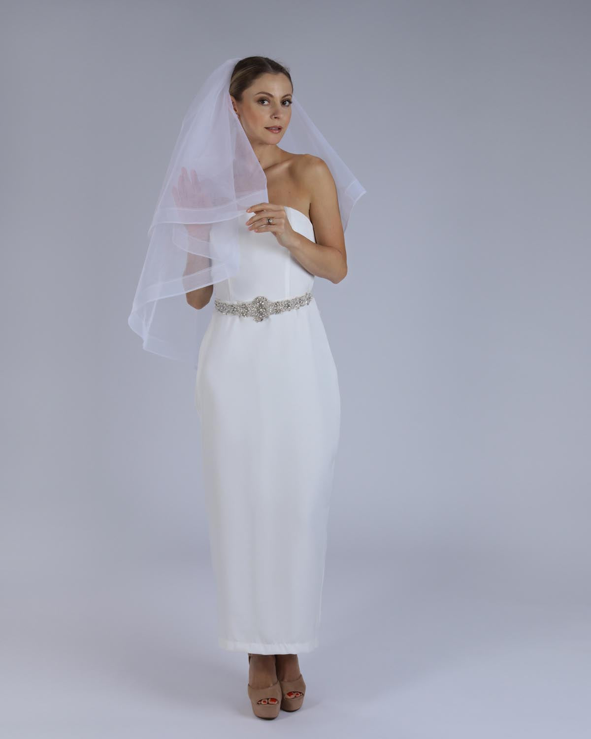 Véu Noiva Médio Tule Francês Dupla Maria Elisa Esposar