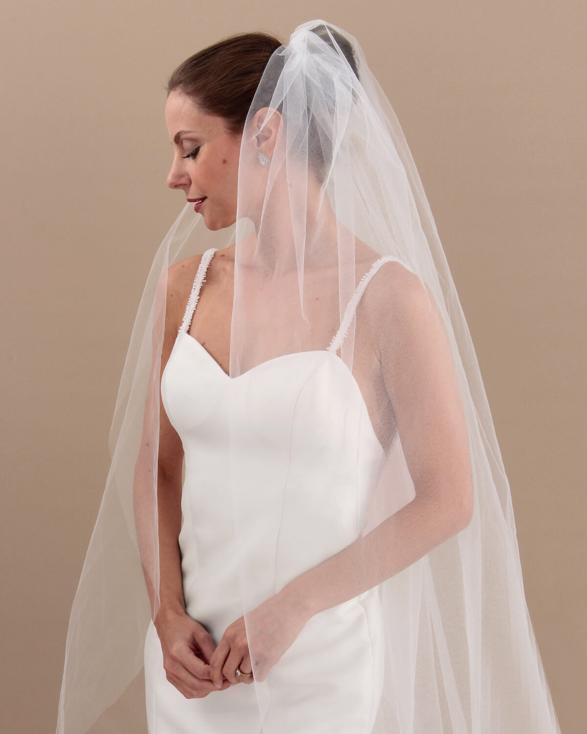 Véu de Noiva Longo Michel Tule Francês Esposar