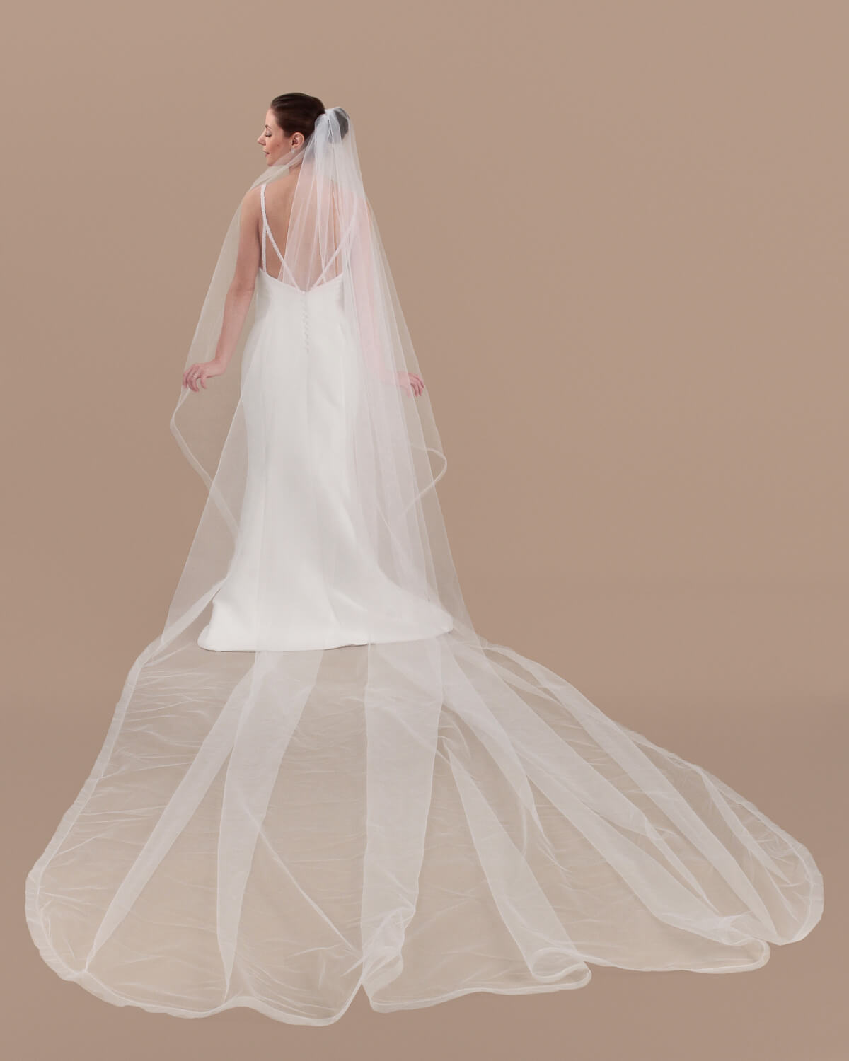 Véu de Noiva Longo Louis Tule Americano No White Esposar