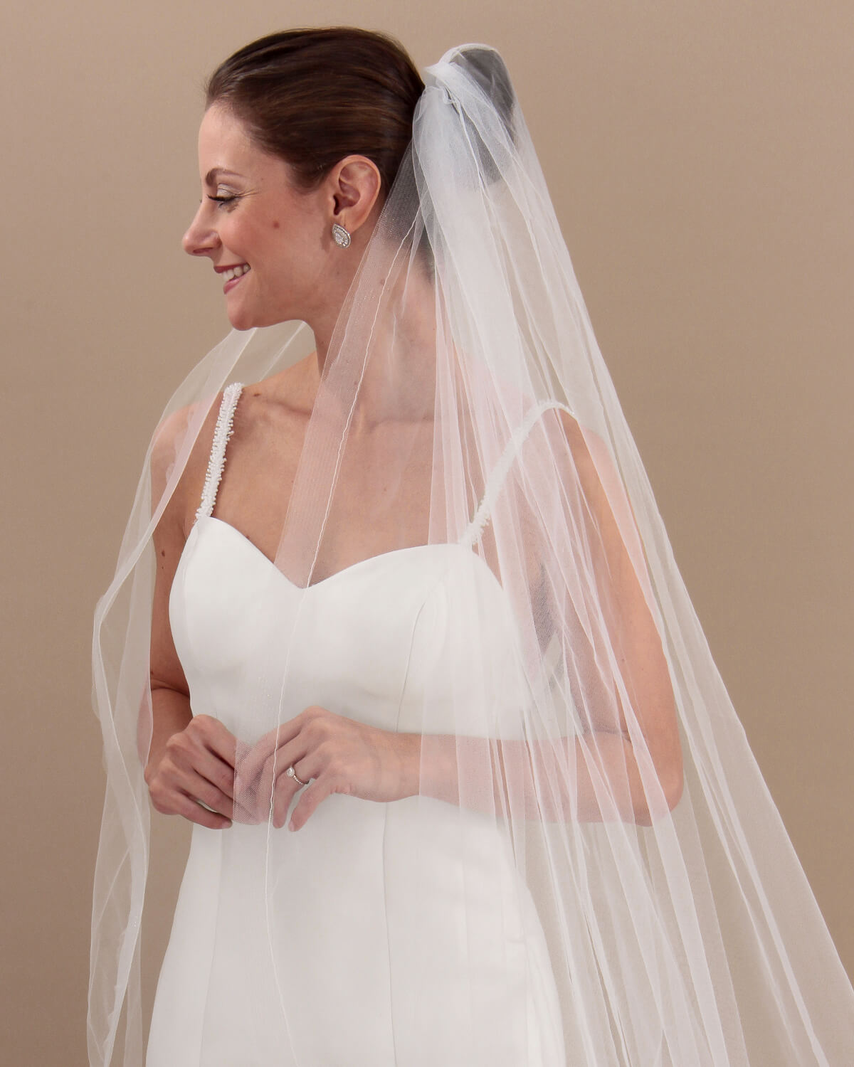 Véu de Noiva Longo Louis Tule Americano No White Esposar