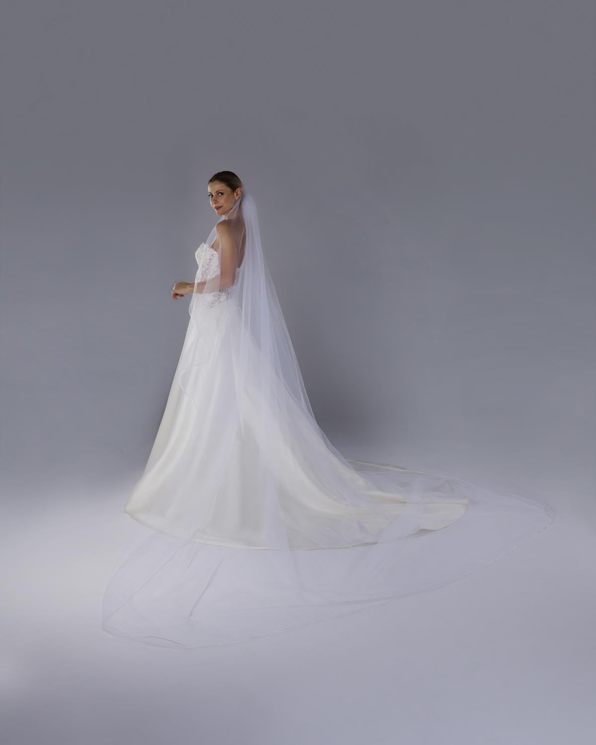 Véu Noiva Longo Tule Americano Cascata Lucily Esposar