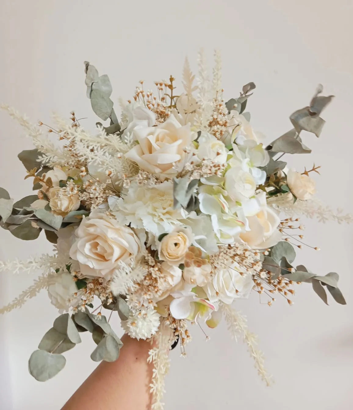 Kit Buquê Rustico Branco Off  White e Lapela Noivinha Flor