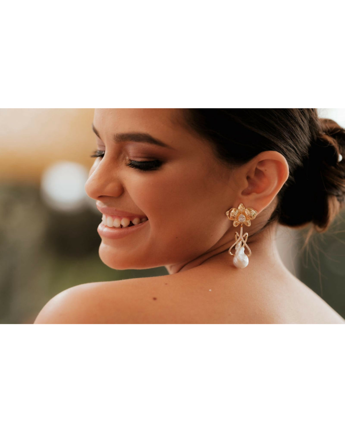 Brinco para Noiva Banhado Ouro Pérola Barroca Alessandra Cazzaro