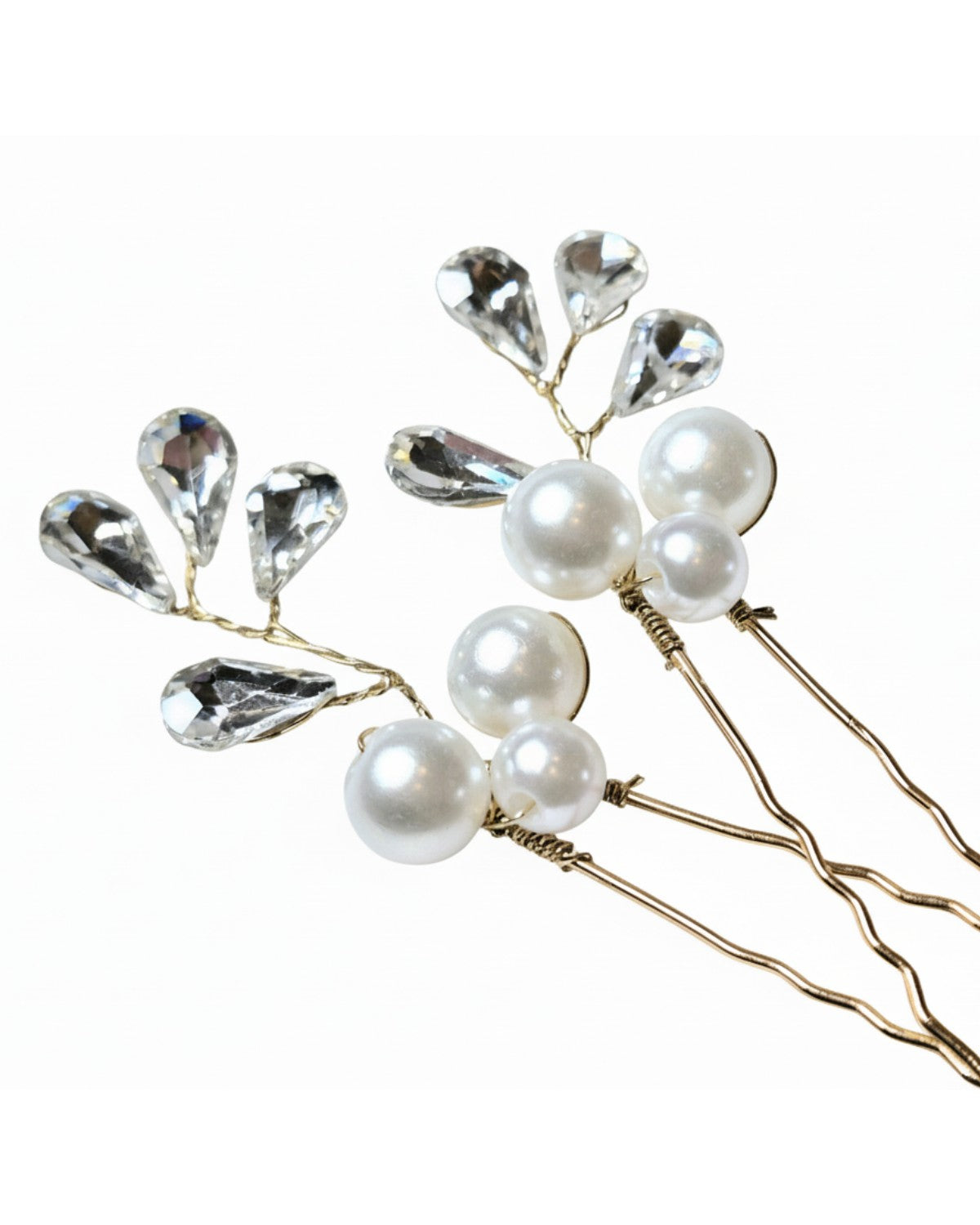 Par de Grampos Charm com Pérolas e Cristais Narcisa Acessórios