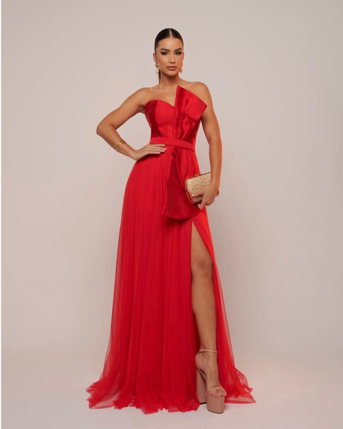 Vestido de Festa Mix de Tecido Galla Dress