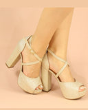 Sandália glitter dourado deLira Sapatos e Acessórios