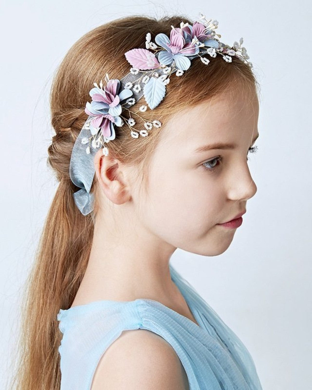 Tiara Infantil para Daminhas Marie com Flores Narcisa Acessórios