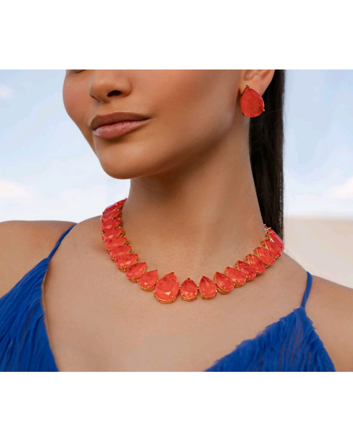 Conjunto de Colar e Brinco Festa Poly Fusion Andreia Brito