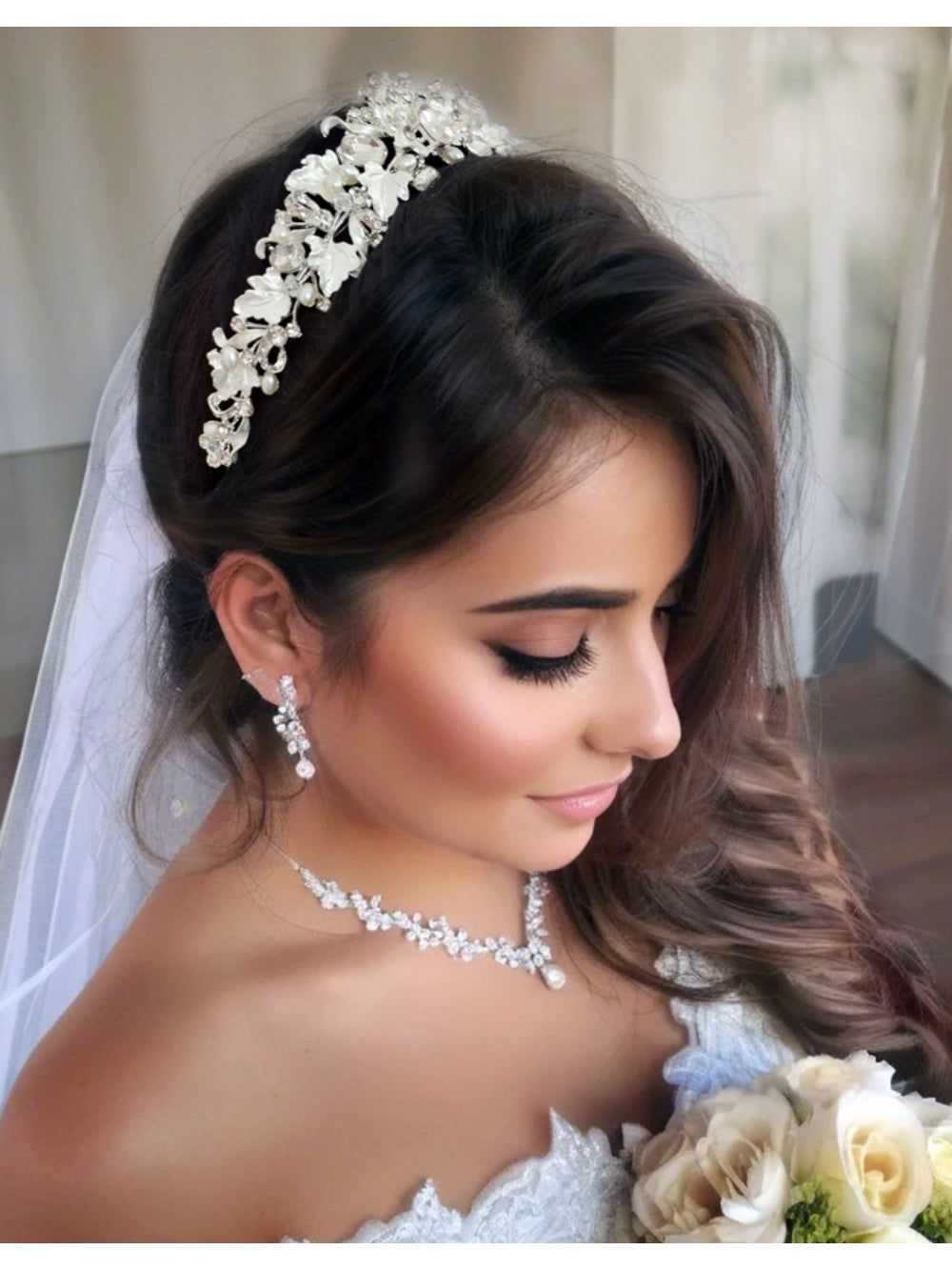 Coroa de Noiva Tiara Floral Isabella Bride Boutique