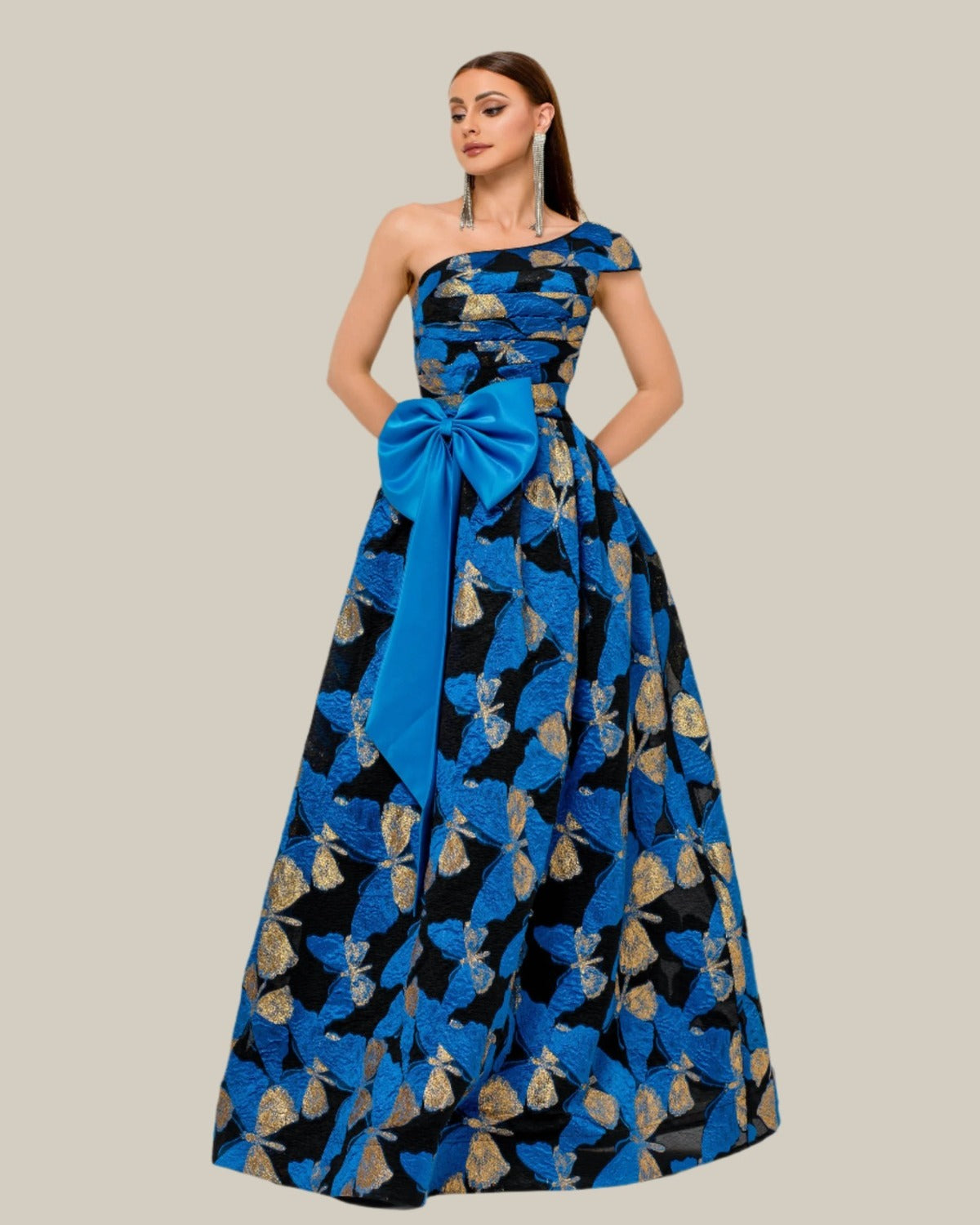 Vestido de Festa Longo Azul Royal Agatha Amallu Oficial