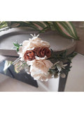 Arranjo de Cabelo Flores Boho Vintage Tons Terrosos Penteado Noivas Madrinhas