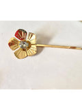 1 Grampo Flor Grande com Pedra Dourado Folheado Noivas