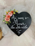 Placa de Casamento coração I Maria Cereja Ateliê