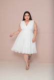 Vestido de Noiva Midi Plissado em Chiffon Branco - Noiva no Civil