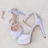 Sandália Peep Toe Clara de Noiva Marina Borja Atelier