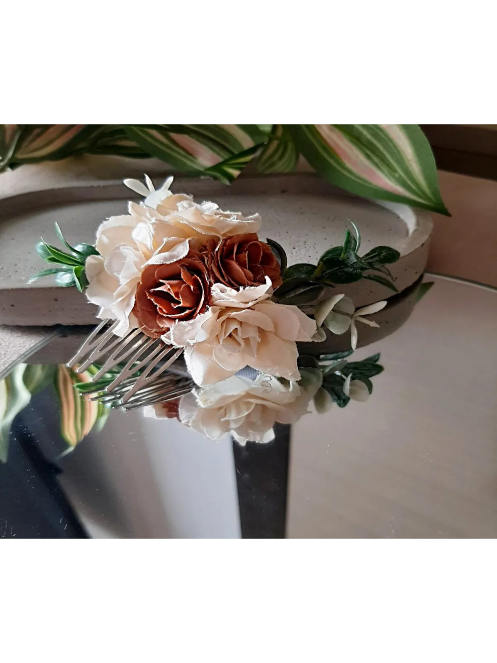 Arranjo de Cabelo Flores Boho Vintage Tons Terrosos Penteado Noivas Madrinhas